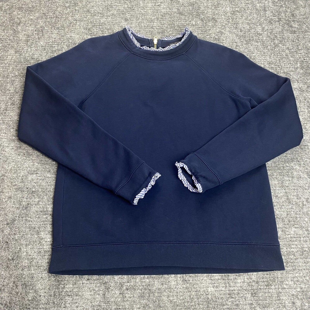 J Crew Womens Sweatshirt Blue Small Stripe Collar Cuffs - Picture 7 of 7